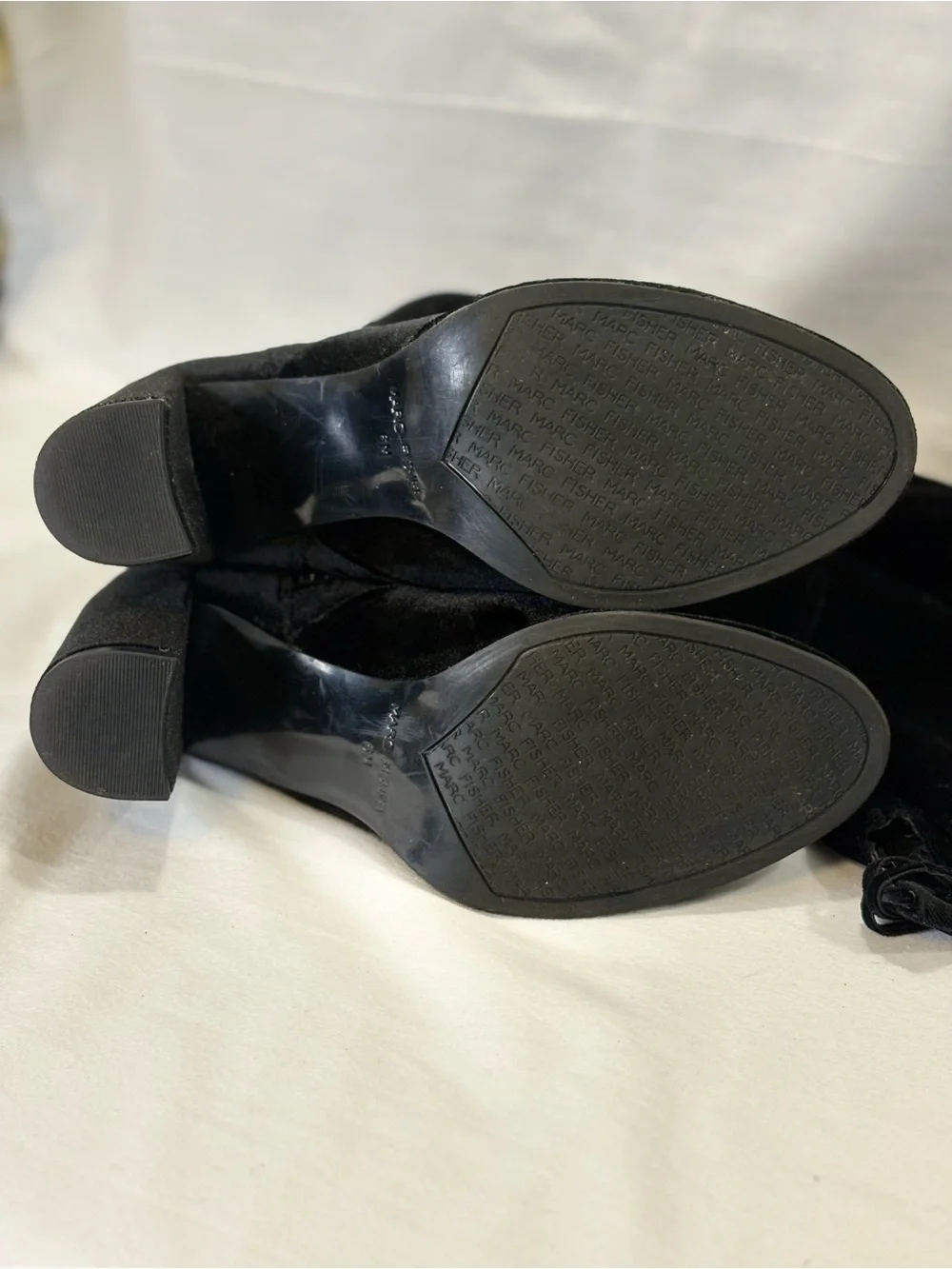 Marc Fisher Black Velvet Over-the-Knee Block Heel Boots SZ 6M $129